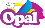 Multicoloured logo graphic with the word Opal outlined in purple