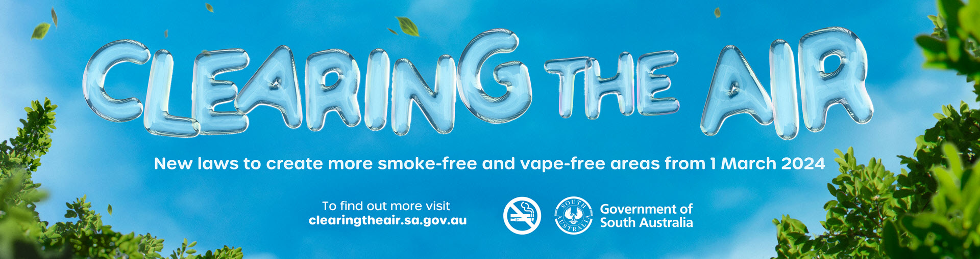 Clearing the air campaign banner image. Smoke-free also means vape-free.