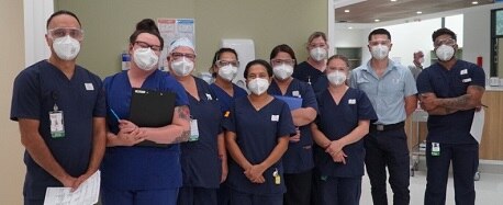 Staff gather for their daily huddle at Modbury Hospital’s new Short Stay General Medical Unit